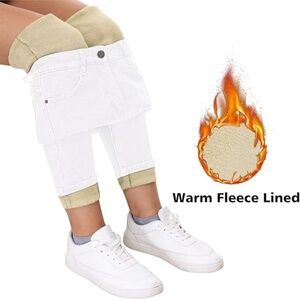 NWOT KDF Womens White Fleece Lined Jeans